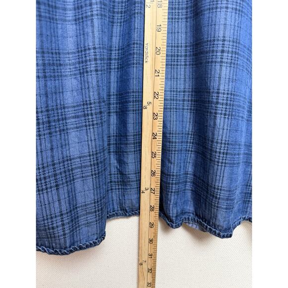 Style & Co. Pintucked Popover Tunic Shirt Women Size 2X Blue Plaid Peasant - Picture 11 of 13